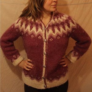 Fair Isle Handknit Wool Cardigan